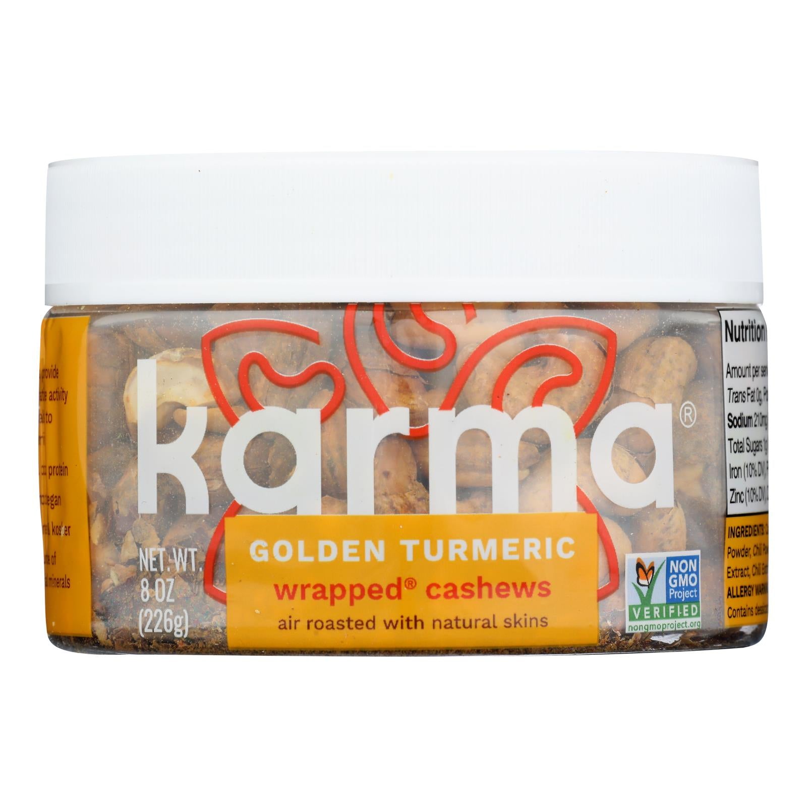 Karma Nuts, Karma Nuts - Cashews Golden Turmeric - Case of 6 - 8 OZ (Pack of 6)