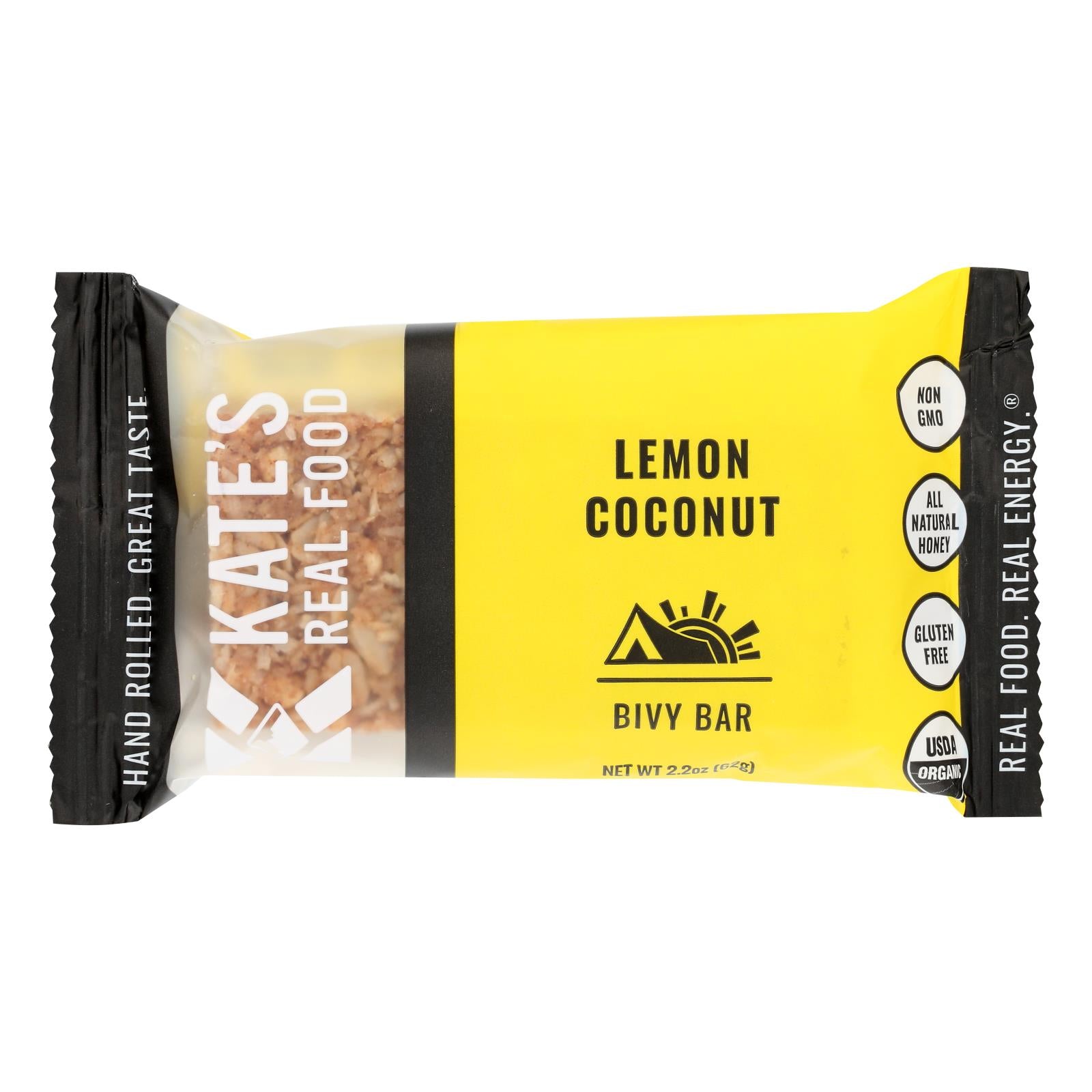 Kate'S Real Food, Kate's Real Food - Bar Organic Bivy Lemon Coconut - Case of 12 - 2.2 OZ (Pack of 12)