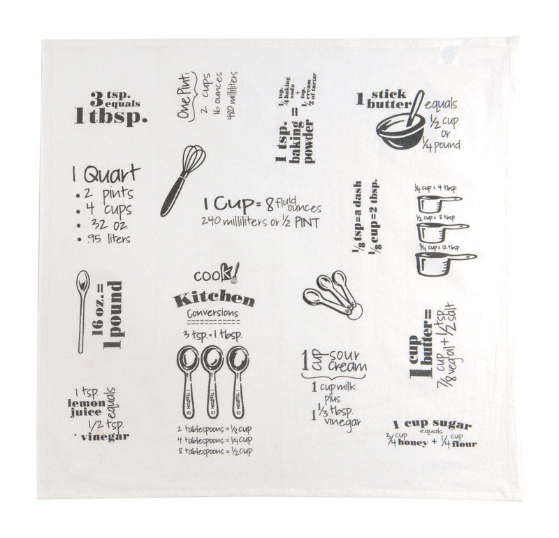 KAY DEE DESIGNS INC, Kay Dee Cooks Kitchen Graphite Cotton Conversions & Equivalents Krinkle Flour Sack Towel (Pack of 6)