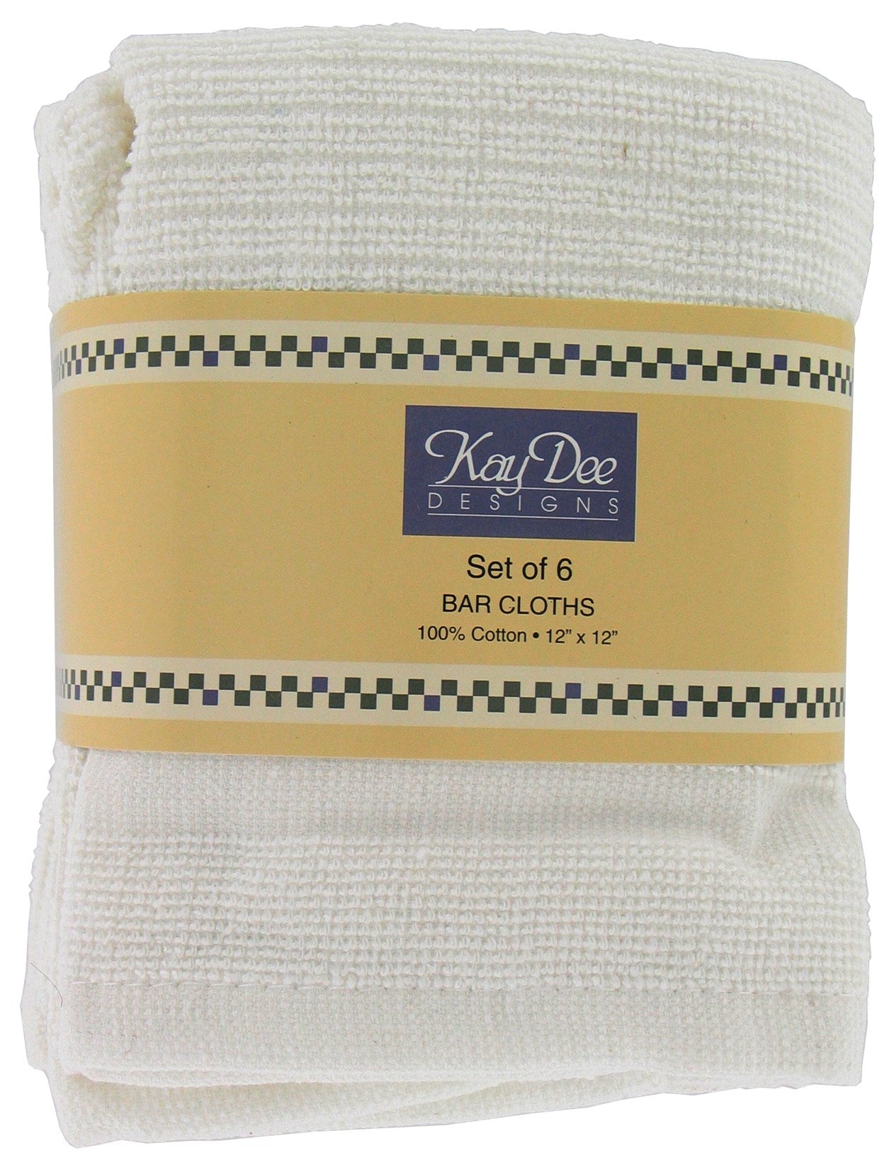 Kay Dee, Kay Dee F0518 12 X 12 White Bar Cloth Towels 6 Count