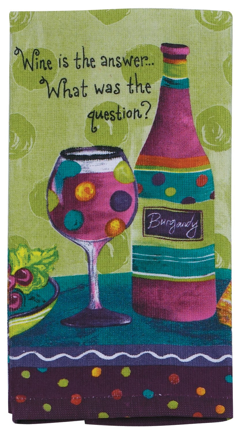 Kay Dee, Kay Dee R1020 Wine Is The Answer What Was The Question Kitchen Terry Towel (Pack of 6)