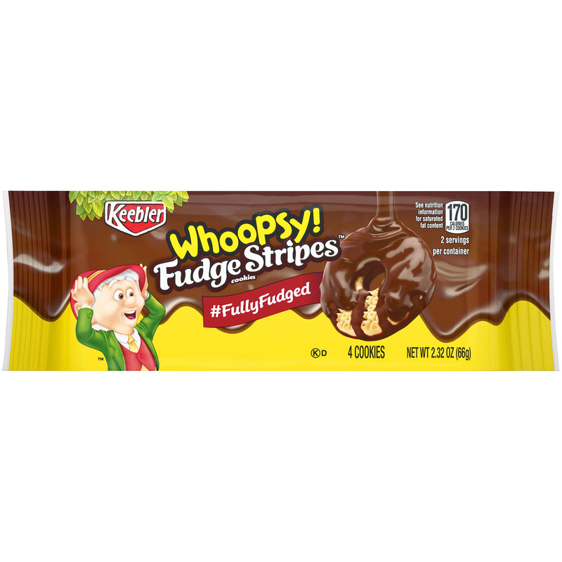 W H EDWARDS CO, Keebler Whoopsy Fudge Stripes Cookies 2.32 oz Bagged (Pack of 12)