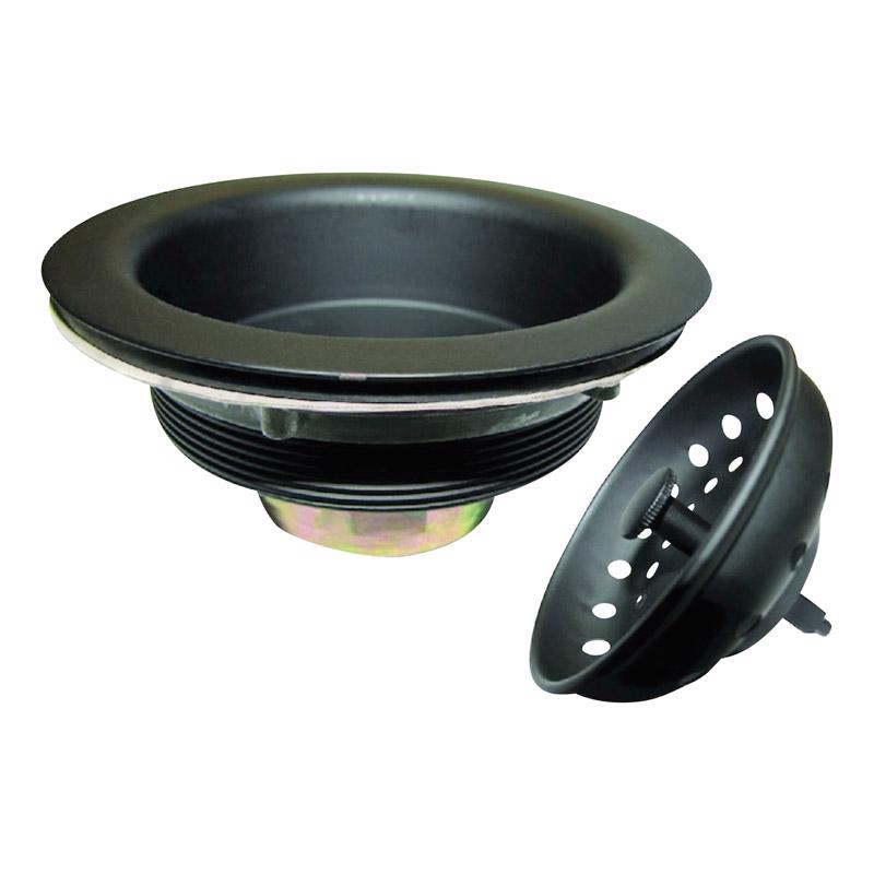 KEENEY HOLDINGS LLC, Keeney 4-1/2 in. Black Stainless Steel Kitchen Sink Strainer