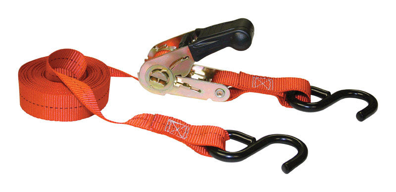 HAMPTON PRODUCTS INTERNATIONAL CORP, Keeper 1 in. W X 13 ft. L Orange Tie Down w/Ratchet 400 lb 1 pk