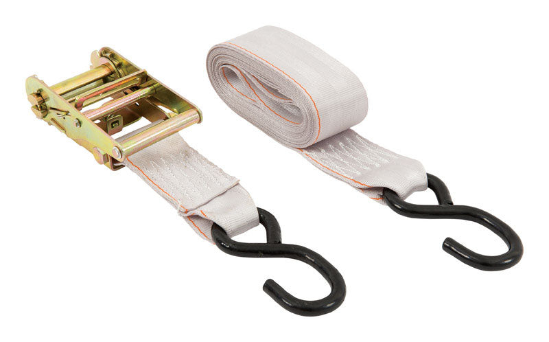 HAMPTON PRODUCTS INTERNATIONAL CORP, Keeper 2 in. W X 14 ft. L Beige Tie Down w/Ratchet 500 lb 2 pk