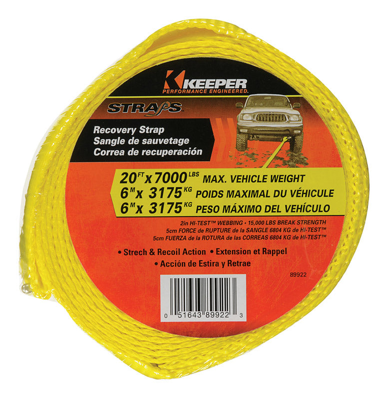 HAMPTON PRODUCTS INTERNATIONAL CORP, Keeper 2 in. W x 20 ft. L Yellow Vehicle Recovery Strap 7000 lb. 1 pk (Pack of 4)