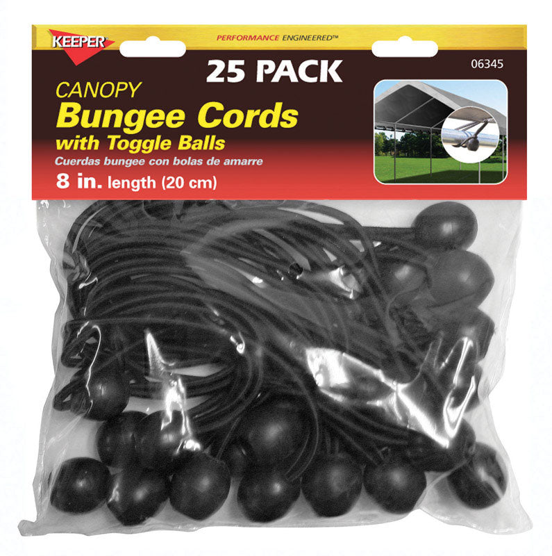 HAMPTON PRODUCTS INTERNATIONAL CORP, Keeper Black Bungee Ball Cord 8 in. L X 0.315 in. 25 pk