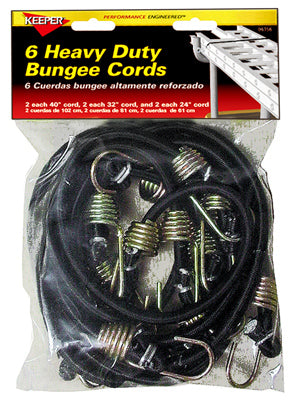 HAMPTON PRODUCTS INTERNATIONAL CORP, Keeper Black Bungee Cord Set 32 in. L X 0.315 in. 6 pk