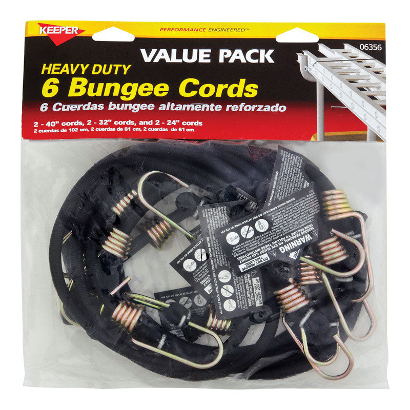 HAMPTON PRODUCTS INTERNATIONAL CORP, Keeper Black Bungee Cord Set 32 in. L X 0.315 in. 6 pk