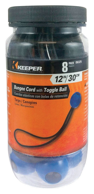 HAMPTON PRODUCTS INTERNATIONAL CORP, Keeper Black/Blue Bungee Ball Cord 12 in. L X 0.374 in. 8 pk