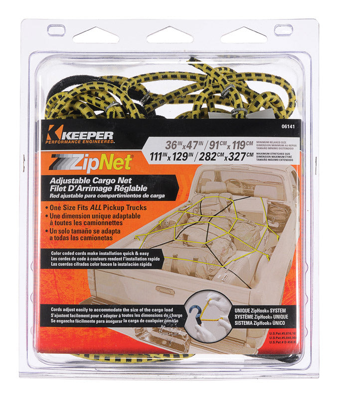 HAMPTON PRODUCTS INTERNATIONAL CORP, Keeper Black/Yellow Adjustable Cargo Net 47 in. L X 0.14 in. 1 pk