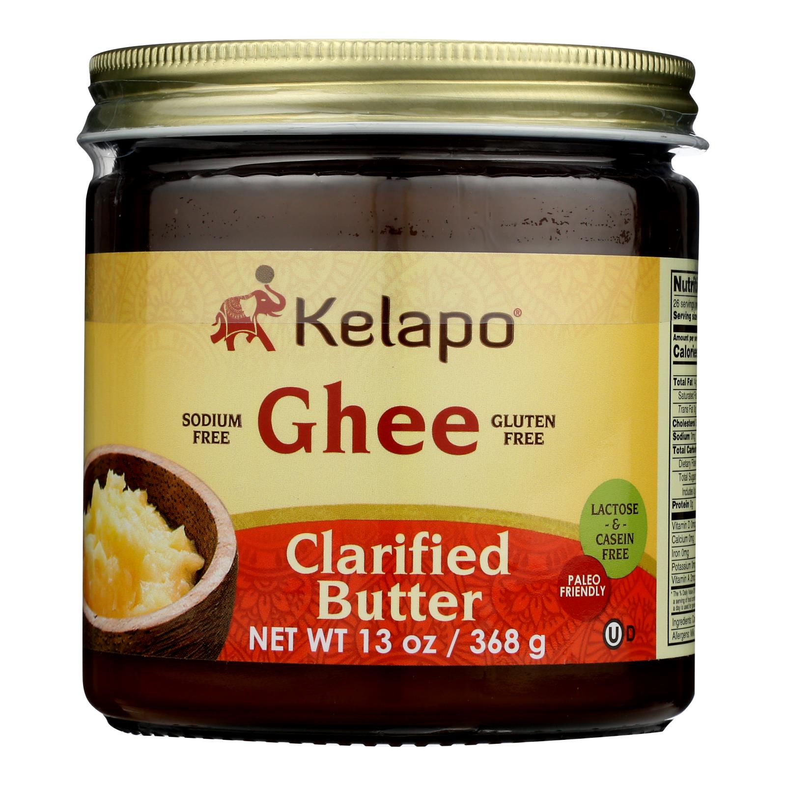 Kelapo, Kelapo Ghee (Clarified Butter) Amber Glass Jar - Case of 6 - 13 oz. (Pack of 6)