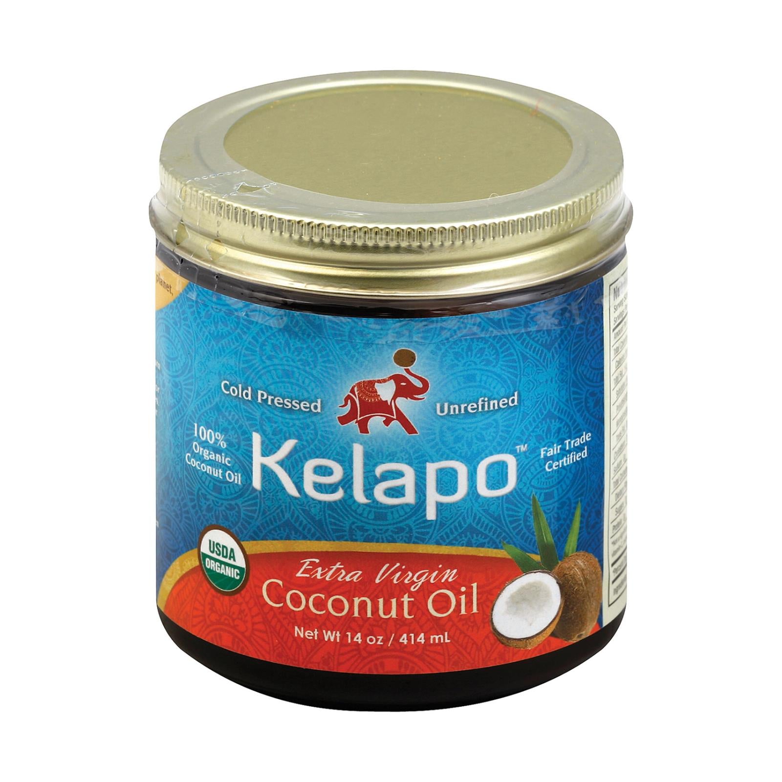 Kelapo, Kelapo Organic Extra Virgin Coconut Oil Amber Glass Jar - Case of 6 - 14 oz. (Pack of 6)