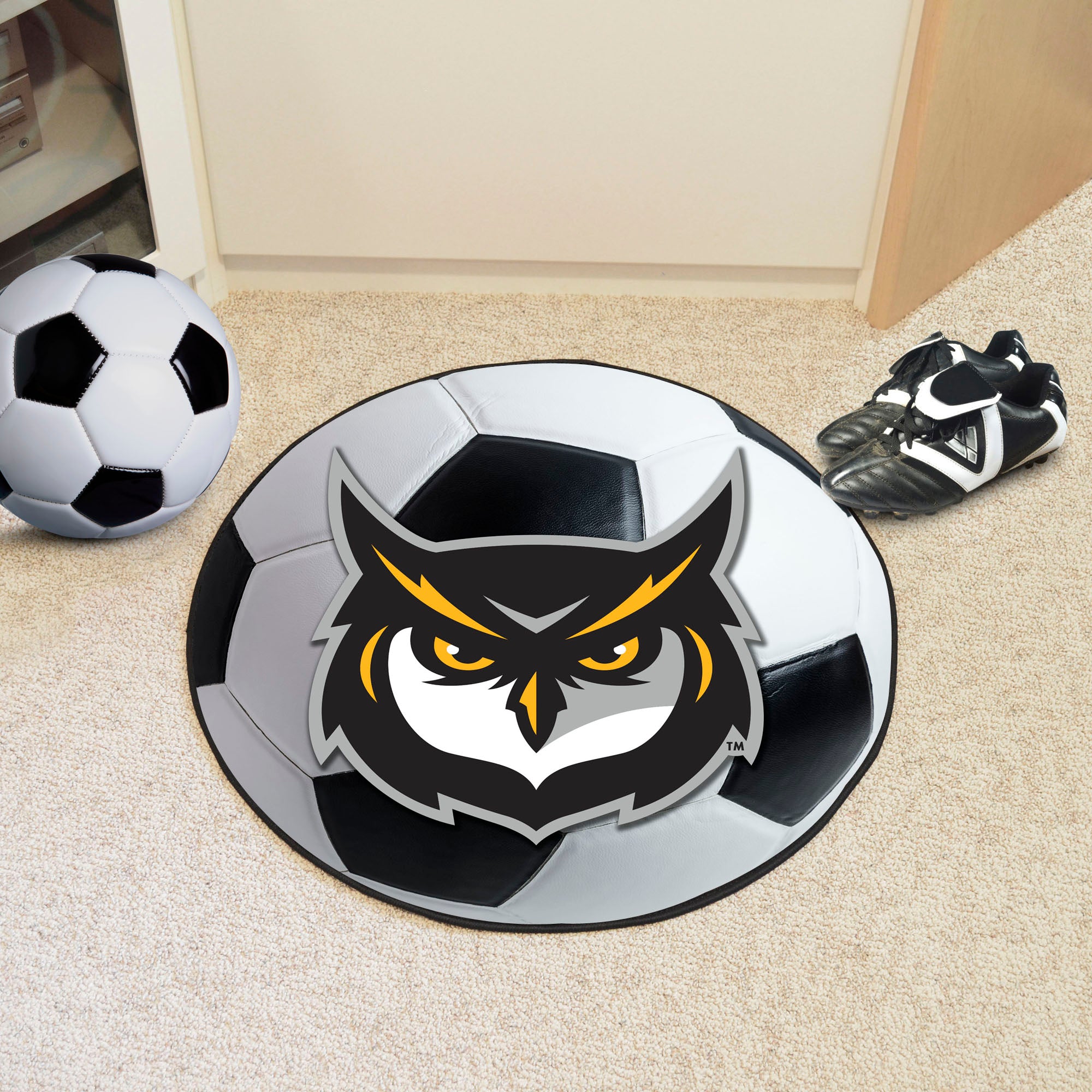 FANMATS, Kennesaw State University Owls Soccer Ball Rug - 27in. Diameter