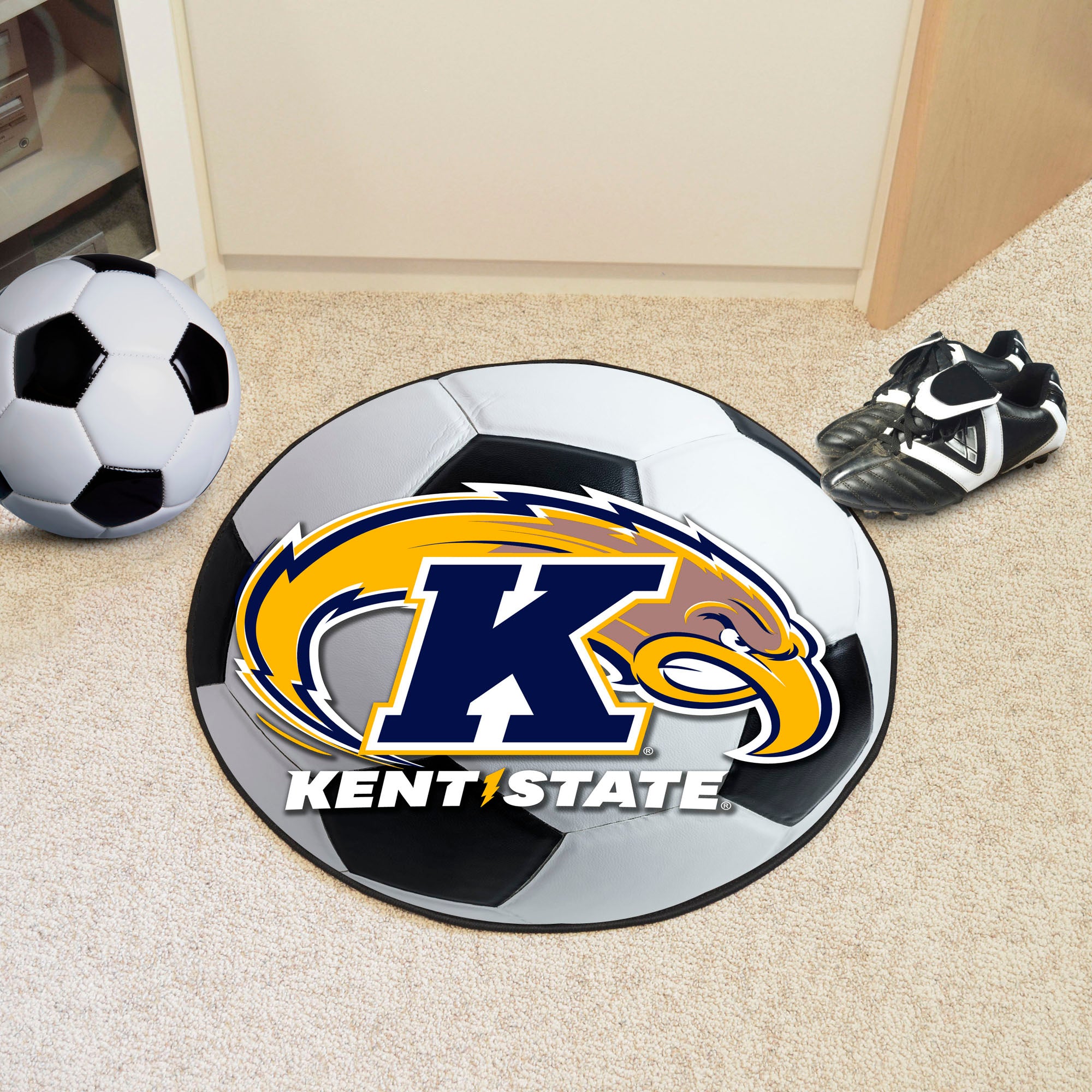 FANMATS, Kent State University Soccer Ball Rug - 27in. Diameter