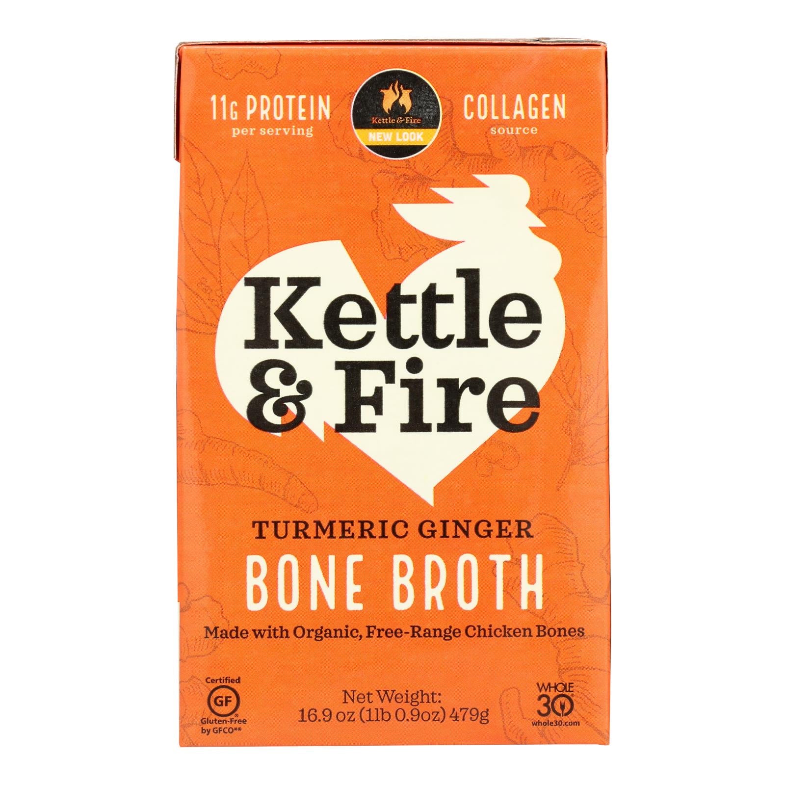 Kettle And Fire, Kettle And Fire - Bone Broth Trmc Ginger Chicken - Case of 6 - 16.9 OZ (Pack of 6)