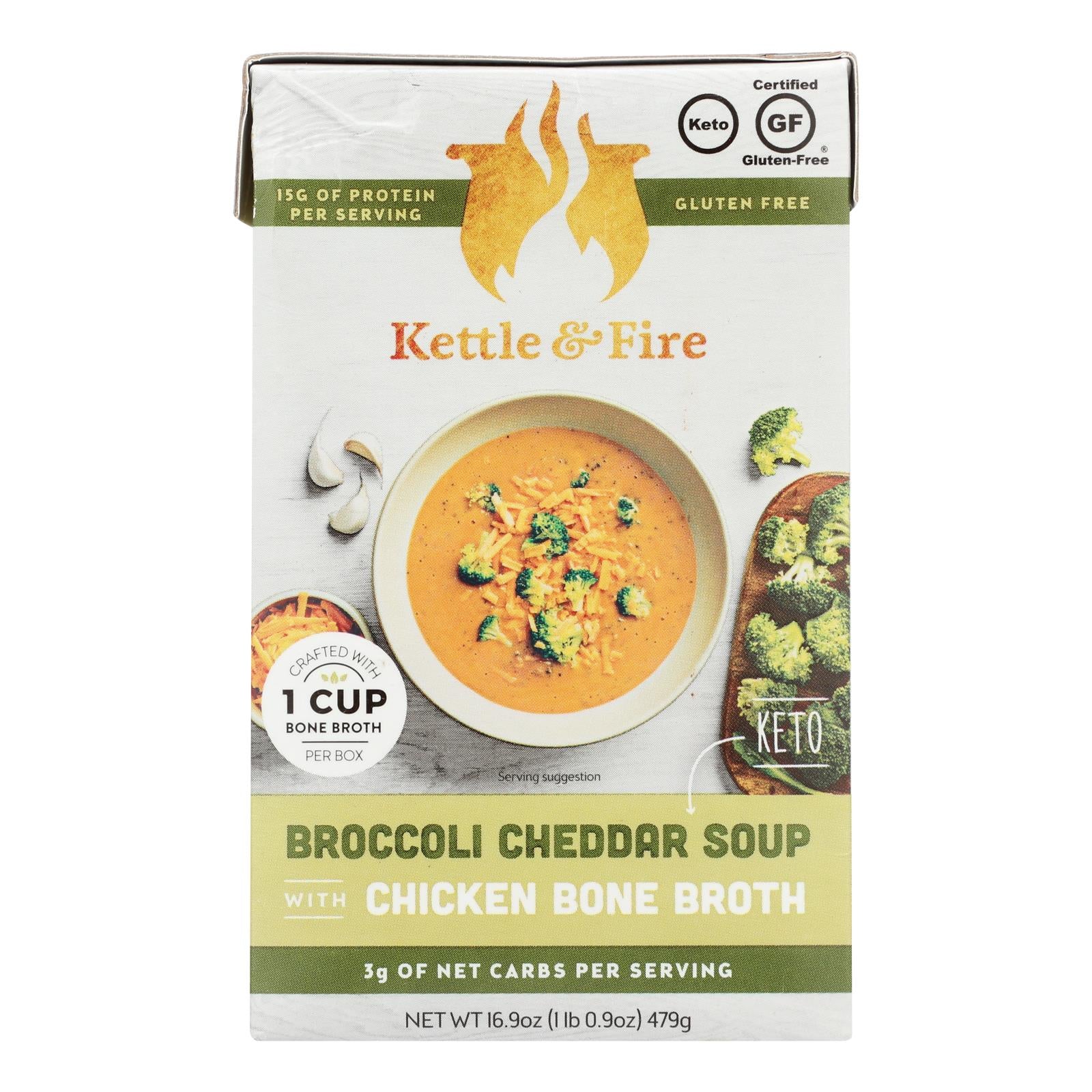 Kettle And Fire, Kettle And Fire - Keto Soup Broc Ched/chkbb - Case of 6 - 16.9 OZ (Pack of 6)