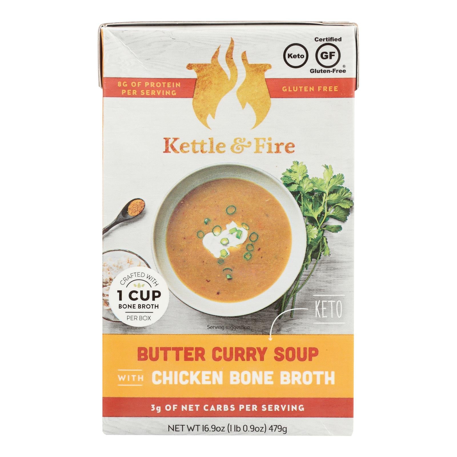 Kettle And Fire, Kettle And Fire - Keto Soup Butter Cury/chknbb - Case of 6 - 16.9 OZ (Pack of 6)