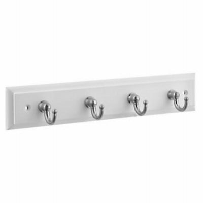 National Hardware, Key Rail, 4-Hook, White & Satin Nickel, 1.5 x 9.75 x 4.5-In.