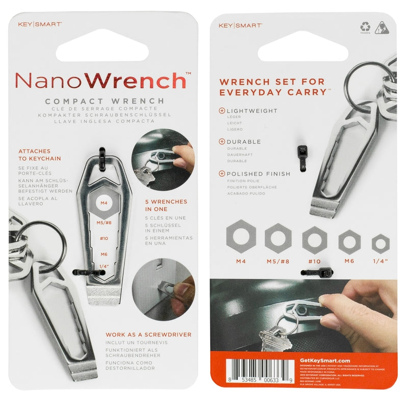 KEYSMART LLC, KeySmart Nano Wrench Stainless Steel Silver Wrench Key Chain (Pack of 6)