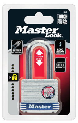 Master Lock Co, Keyed Laminated Padlock, 1-3/4 In., 1.5-In. Long Shackle