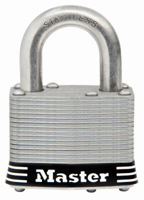 Master Lock Co, Keyed Laminated Padlock, Stainless Steel, 2-In., 1-In. Long Shackle