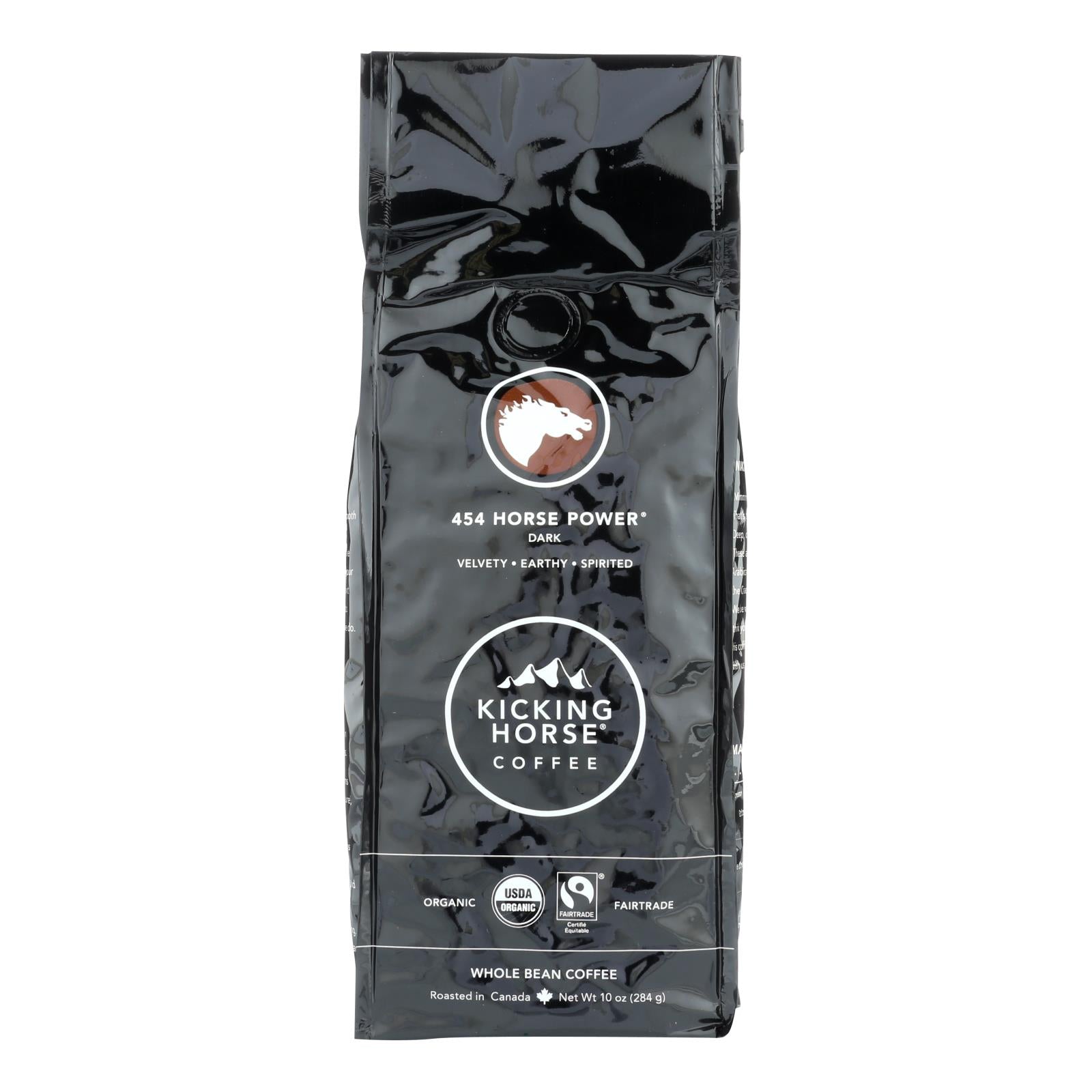 Kicking Horse, Kicking Horse Coffee - Organic - Whole Bean - 454 Horse Power - Dark Roast - 10 oz - case of 6 (Pack of 6)