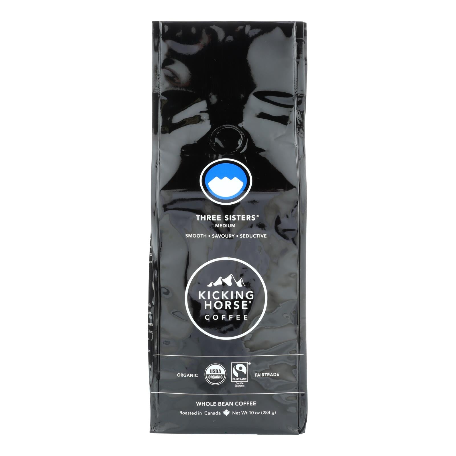 Kicking Horse, Kicking Horse Coffee - Organic - Whole Bean - Three Sisters - Medium Roast - 10 oz - case of 6 (Pack of 6)