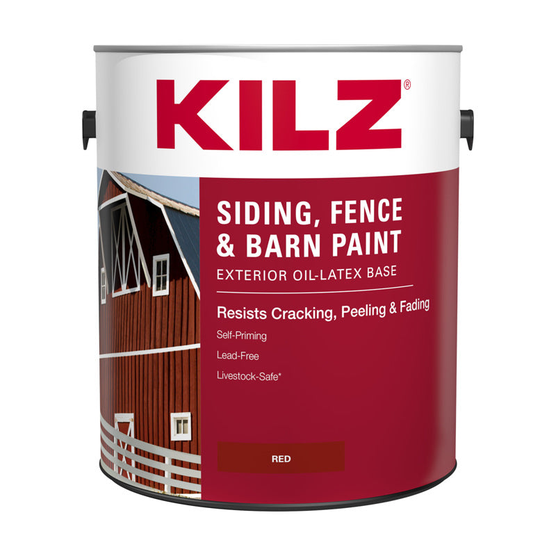 MASTERCHEM INDUSTRIES, Kilz Red Oil/Water-Based Latex Siding, Fence and Barn Paint Outdoor 1 gal. (Pack of 4)