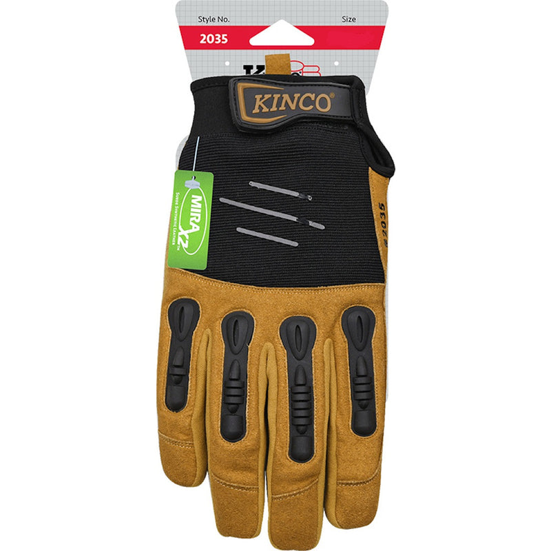 KINCO LLC, Kinco Foreman Men's Indoor/Outdoor Pull-Strap Padded Gloves Black/Tan L 1 pair