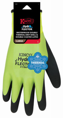 KINCO LLC, Kinco Hydroflector Men's Knit Wrist Cuff Waterproof Gloves Black/Green XL 1 pair