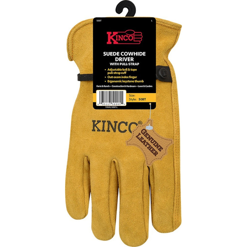 KINCO LLC, Kinco Men's Indoor/Outdoor Driver Gloves Gold L 1 pair