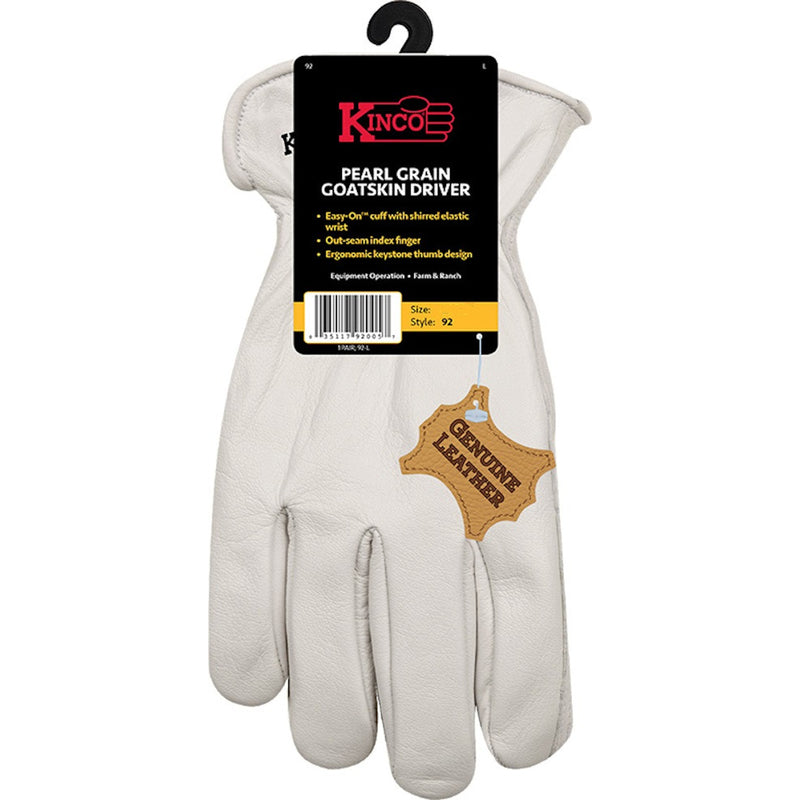 KINCO LLC, Kinco Men's Indoor/Outdoor Pearl Driver Gloves White L 1 pair