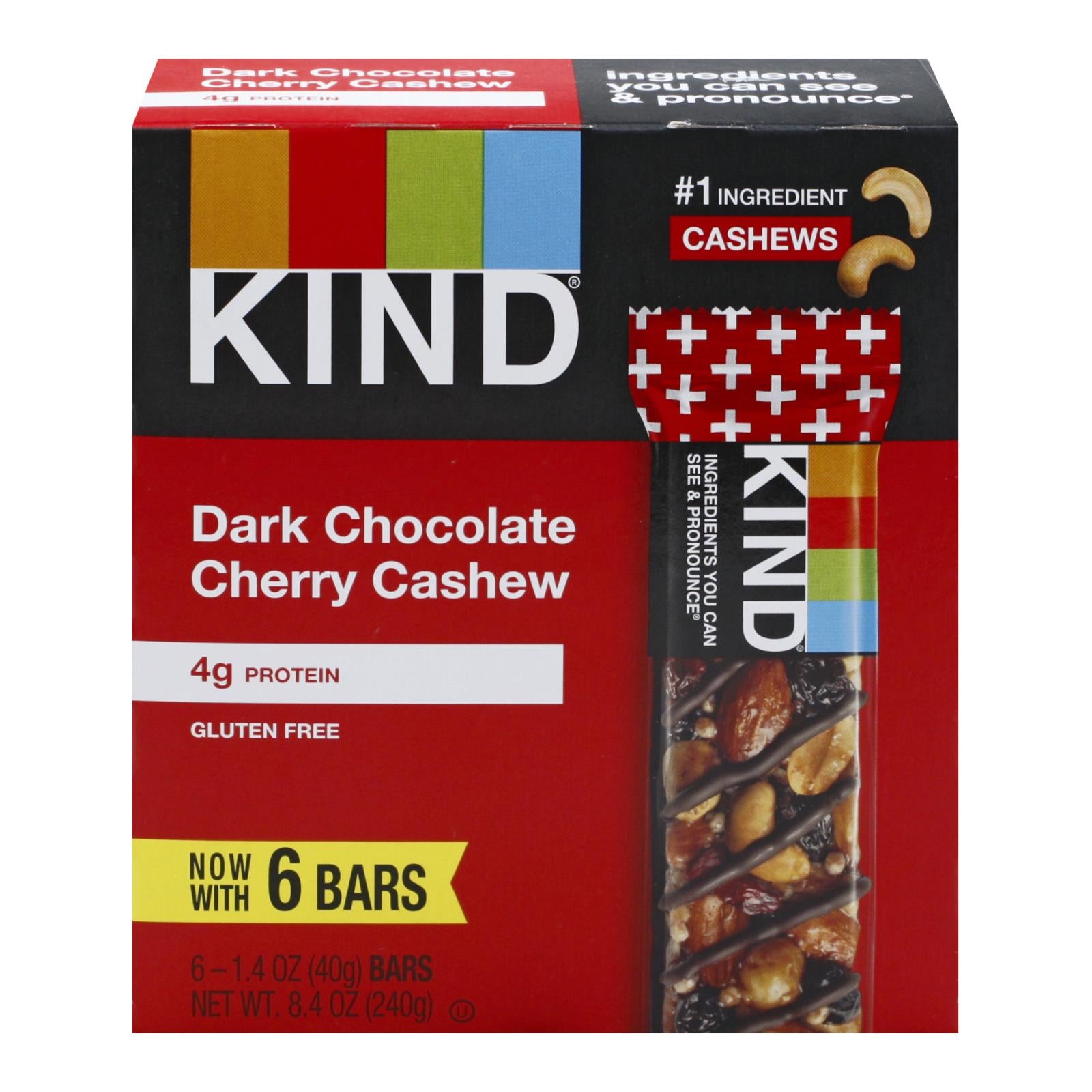 Kind, Kind - Bar Dark Chocolate Cherry Cashew - Case of 10 - 6/1.4 OZ (Pack of 10)