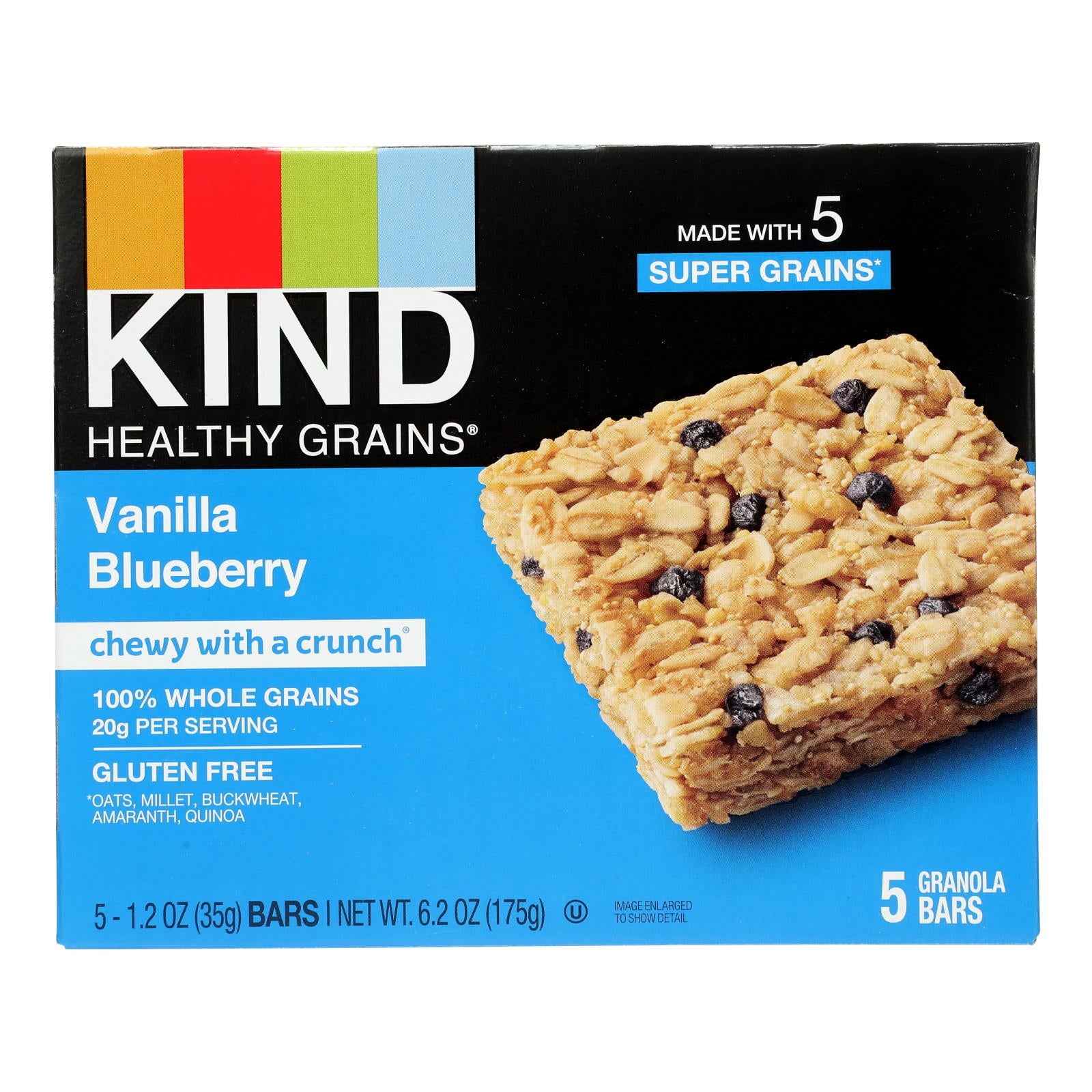 Kind, Kind Bar - Granola - Healthy Grains - Vanilla Blueberry - 1.2 oz - 5 Count - Case of 8 (Pack of 8)