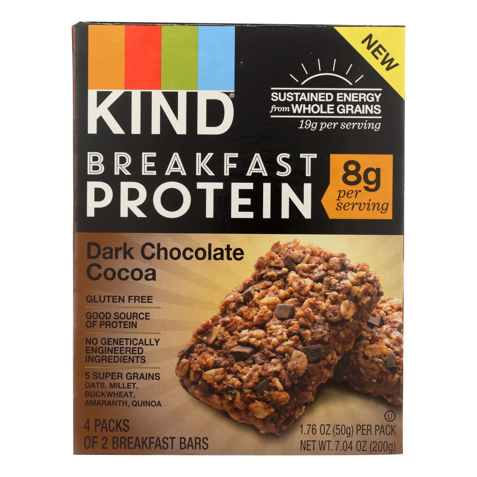 Kind, Kind Breakfast Protein Bars - Dark Chocolate Cocoa - Case of 8 - 4/1.76oz (Pack of 8)