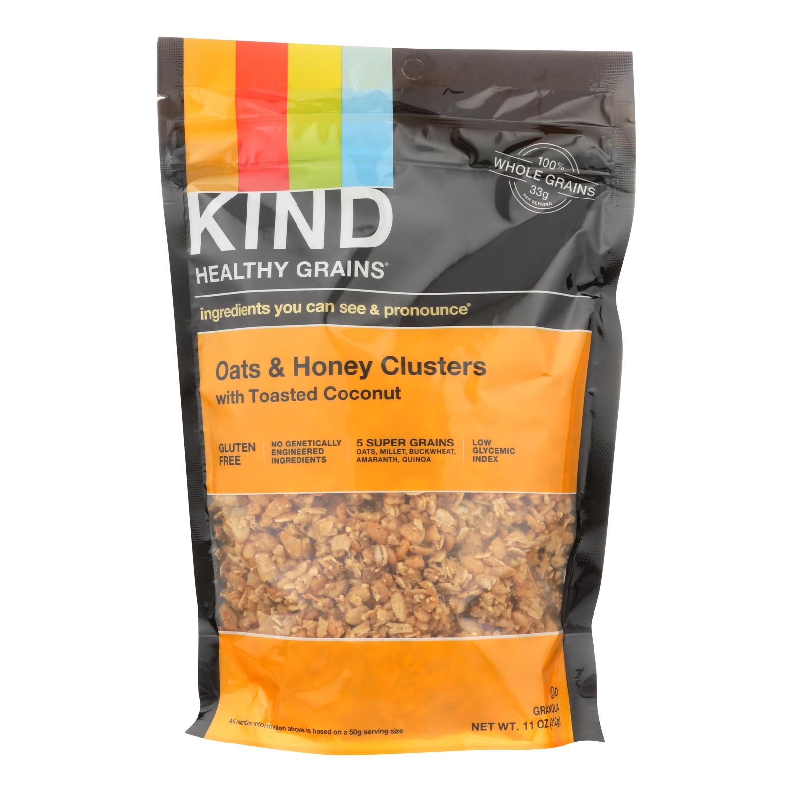 Kind, Kind Healthy Grains Oats and Honey Clusters with Toasted Coconut - 11 oz - Case of 6 (Pack of 6)