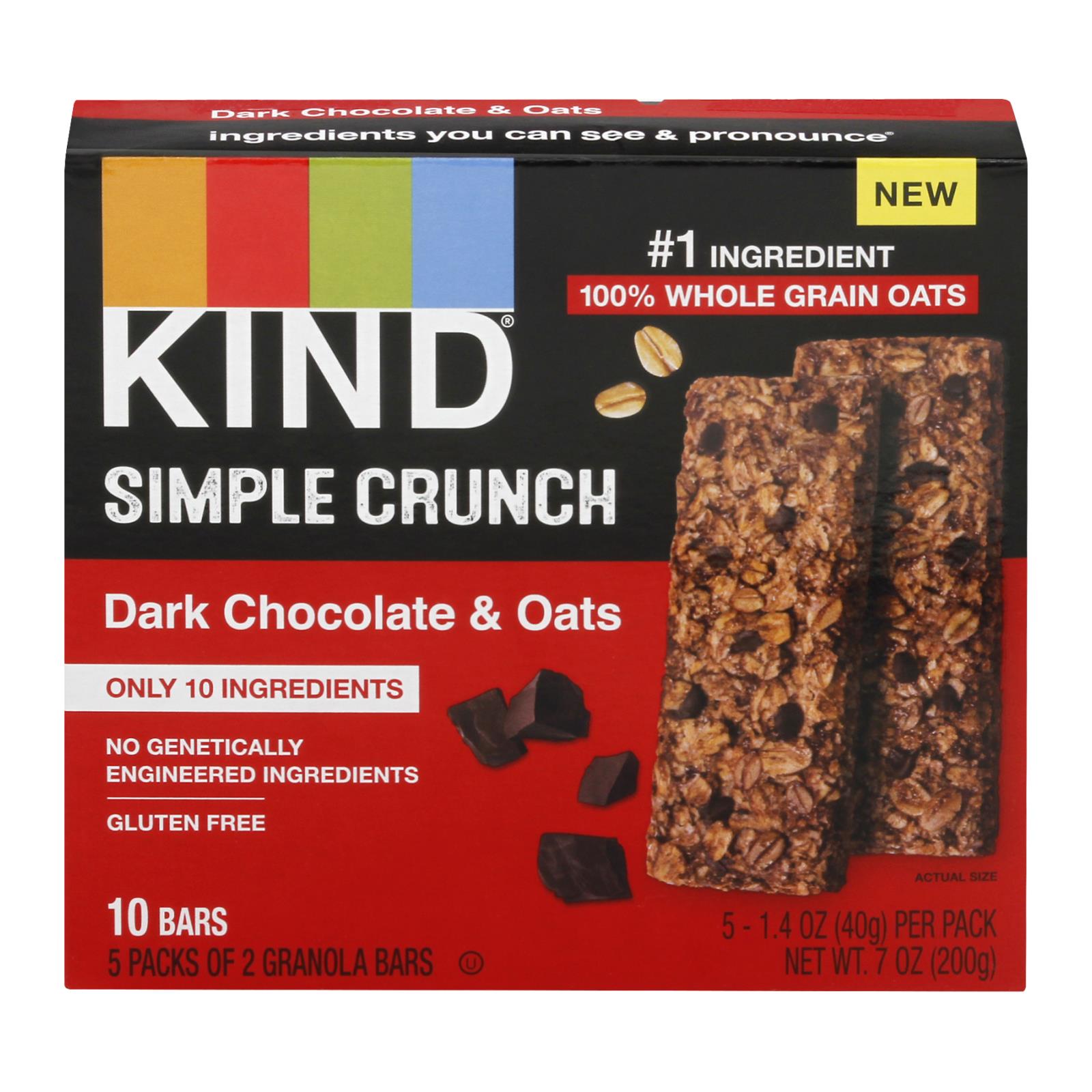 Kind, Kind - Simple Crunch Dark Chocolate and Oats - Case of 8-5/1.4 OZ