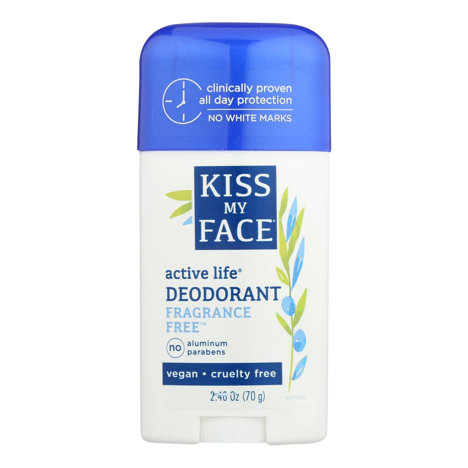 Kiss My Face, Kiss My Face Deodorant Natural Active Life Fragrance Free Natural Active Life Aluminum Free - 2.48 oz