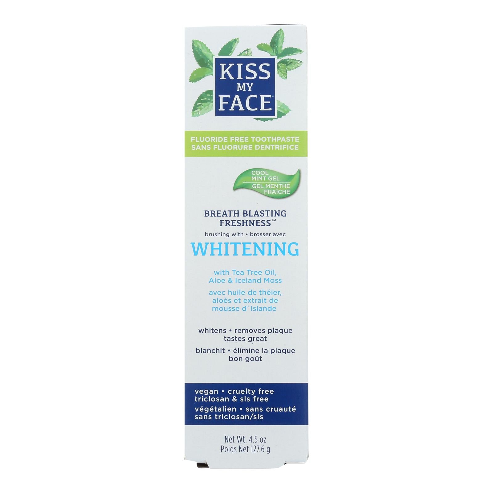 Kiss My Face, Kiss My Face Toothpaste - Whitening - Fluoride Free - Gel - 4.5 oz