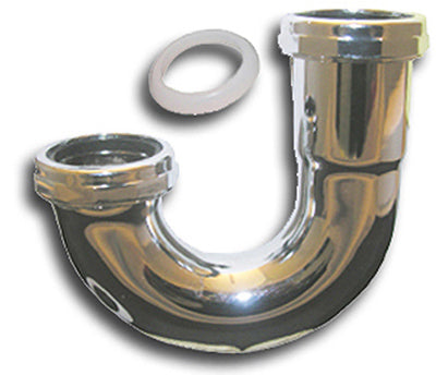 Larsen Supply Co., Inc., Kitchen Drain J-Bend, Chrome-Plated Brass, 1-1/2-In. O.D.