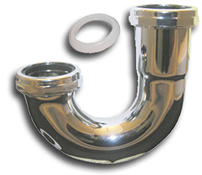 Larsen Supply Co., Inc., Kitchen Drain J-Bend,  Chrome Plated Brass, 1.5-In. OD