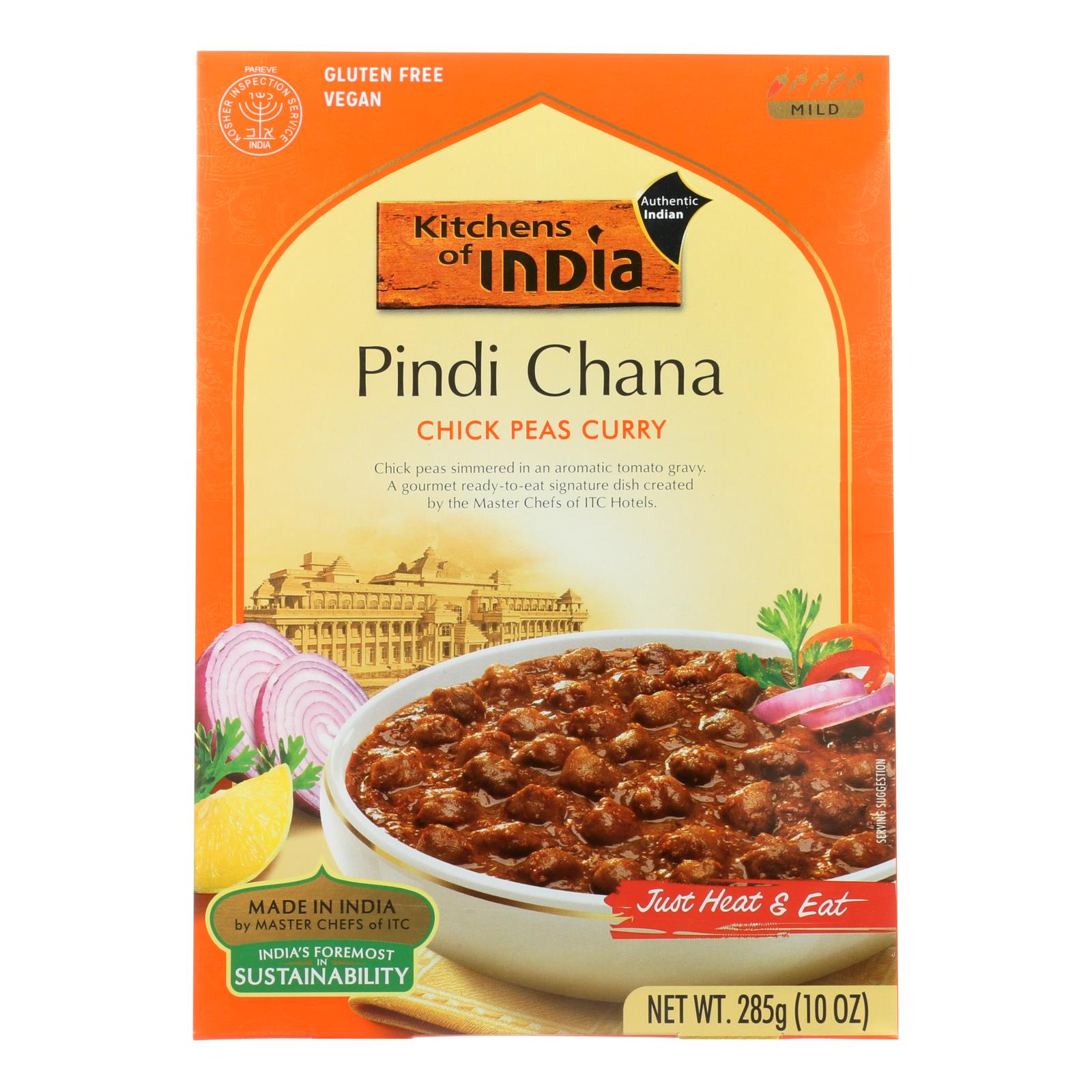 Kitchens Of India, Kitchen Of India Dinner - Chick Peas Curry - Pindi Chana - 10 oz - case of 6 (Pack of 6)