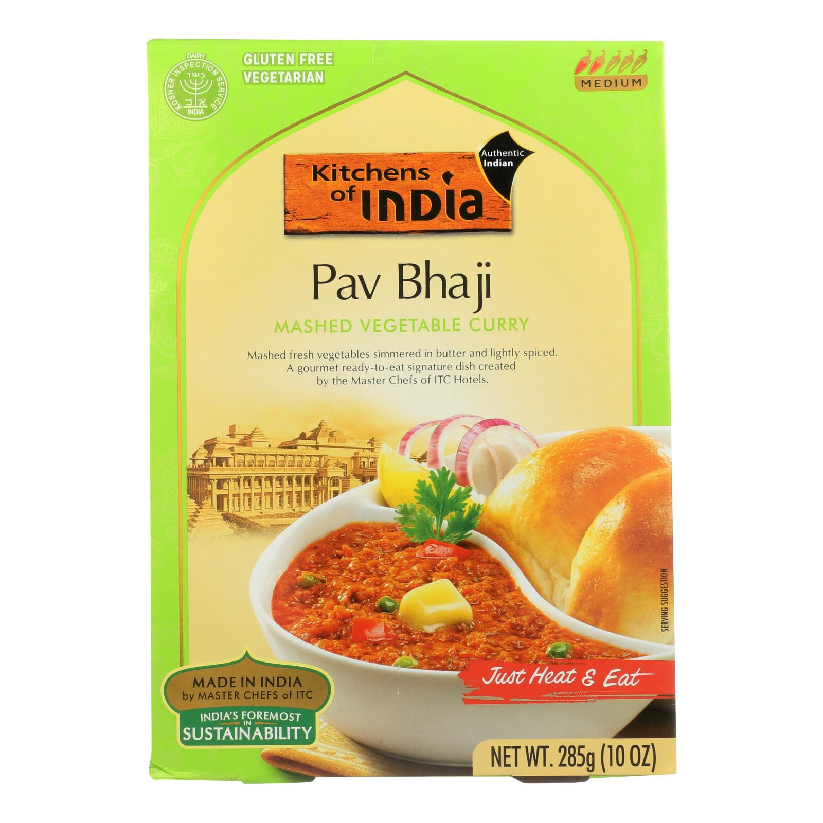 Kitchens Of India, Kitchen Of India Dinner - Mashed Vegetable Curry - Pav Bhaji - 10 oz - case of 6 (Pack of 6)