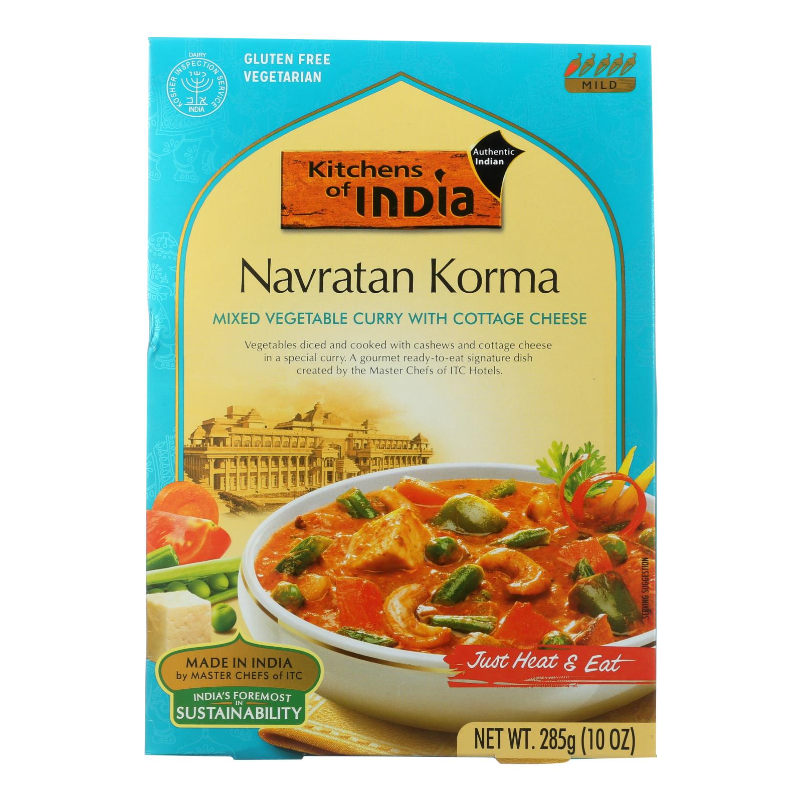 Kitchens Of India, Kitchen Of India Dinner - Mixed Vegetable Curry with Cottage Cheese - Navratan Korma - 10 oz - case of 6 (Pack of 6)