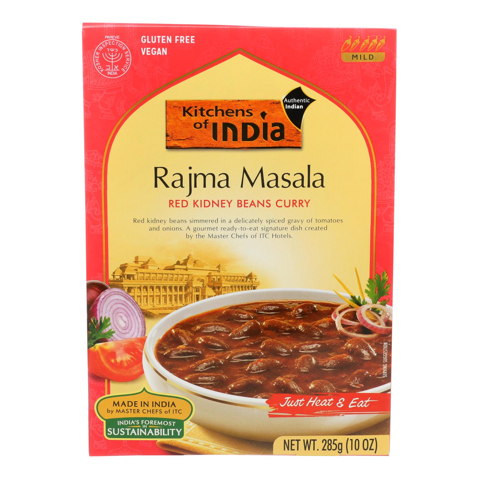 Kitchens Of India, Kitchen Of India Dinner - Red Kidney Beans Curry - Rajma Masala - 10 oz - case of 6 (Pack of 6)