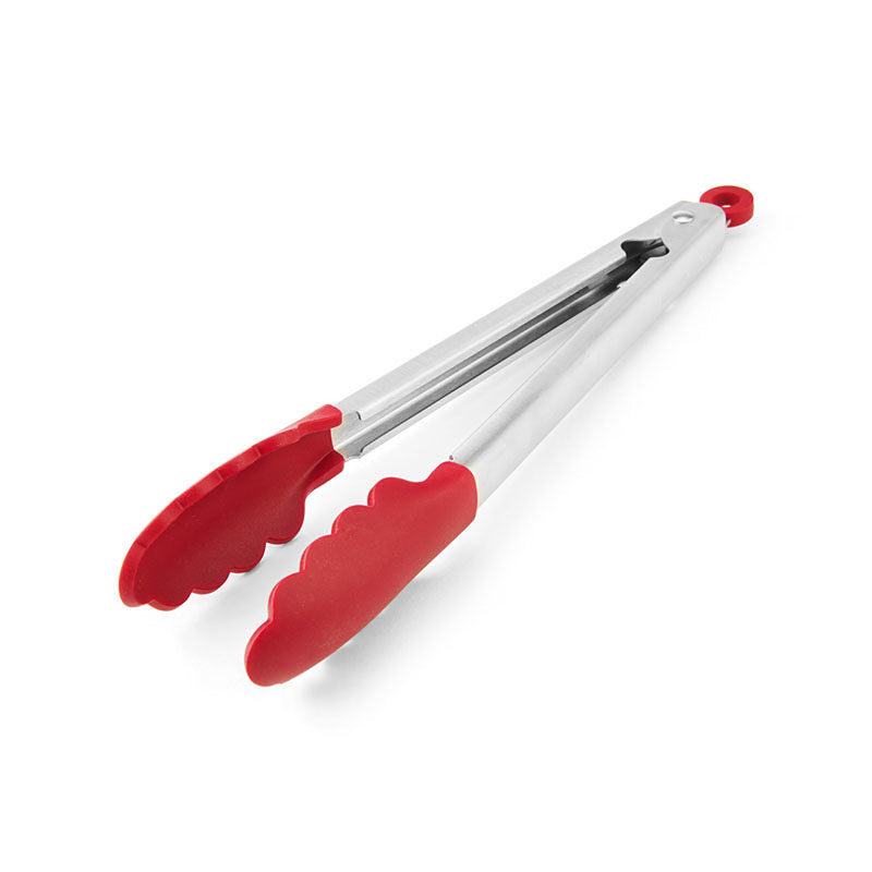 LIFETIME BRANDS CORPORATION, KitchenAid 1.38 in. W x 10.83 in. L Silver/Red Silicone/Stainless Steel Tip Tongs