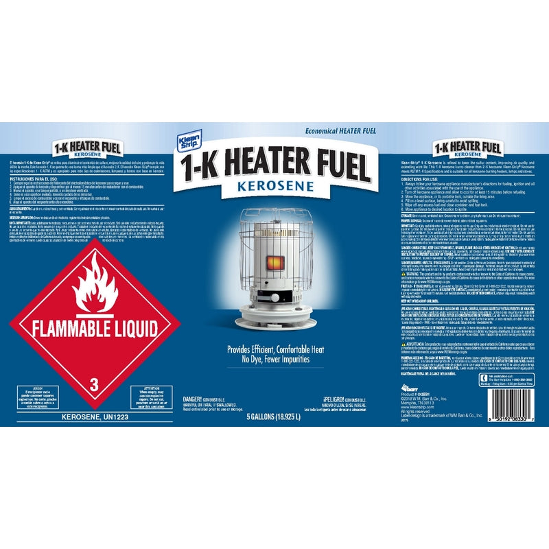 WM BARR & COMPANY, Klean Strip 1-K Kerosene For Burning Heaters/Lamps/Stoves 5 gal