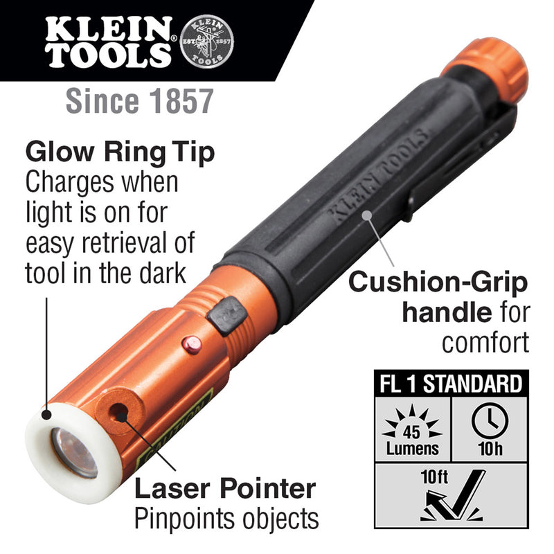 Klein Tools, Klein Tools 45 lumens Black/Orange LED Pen Light AAA Battery