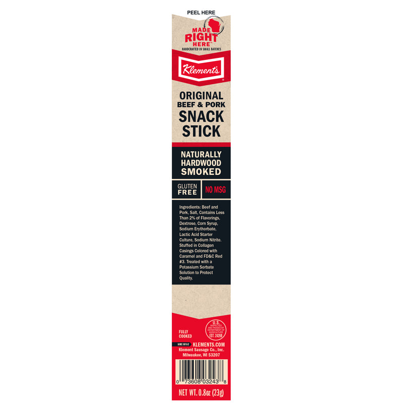 KLEMENT SAUSAGE COMPANY, Klement's  Original  Snack Stick  0.8 oz. Bagged (Pack of 52)